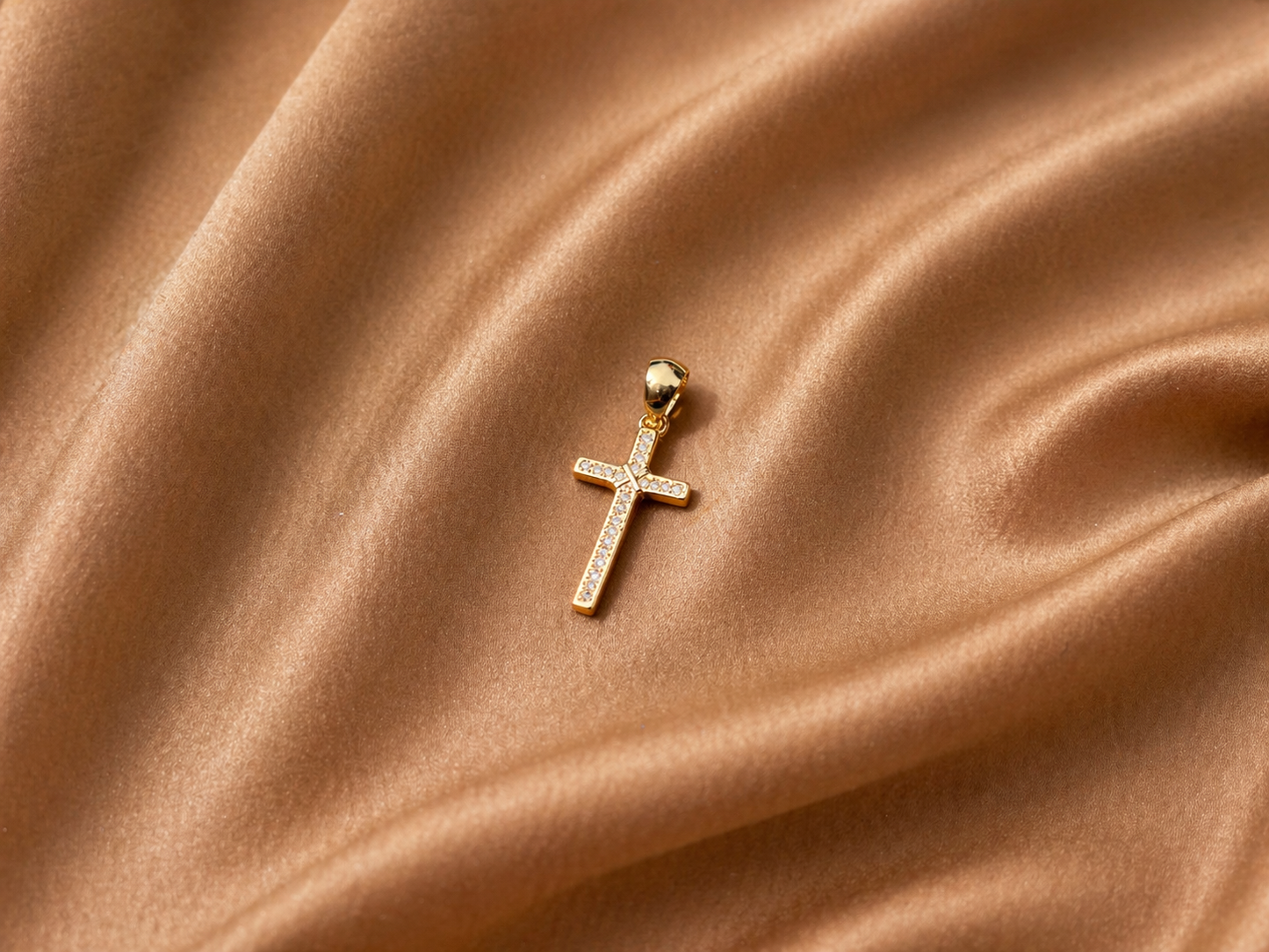 18k Gold Filled Cubic Zirconia Cross Pendant