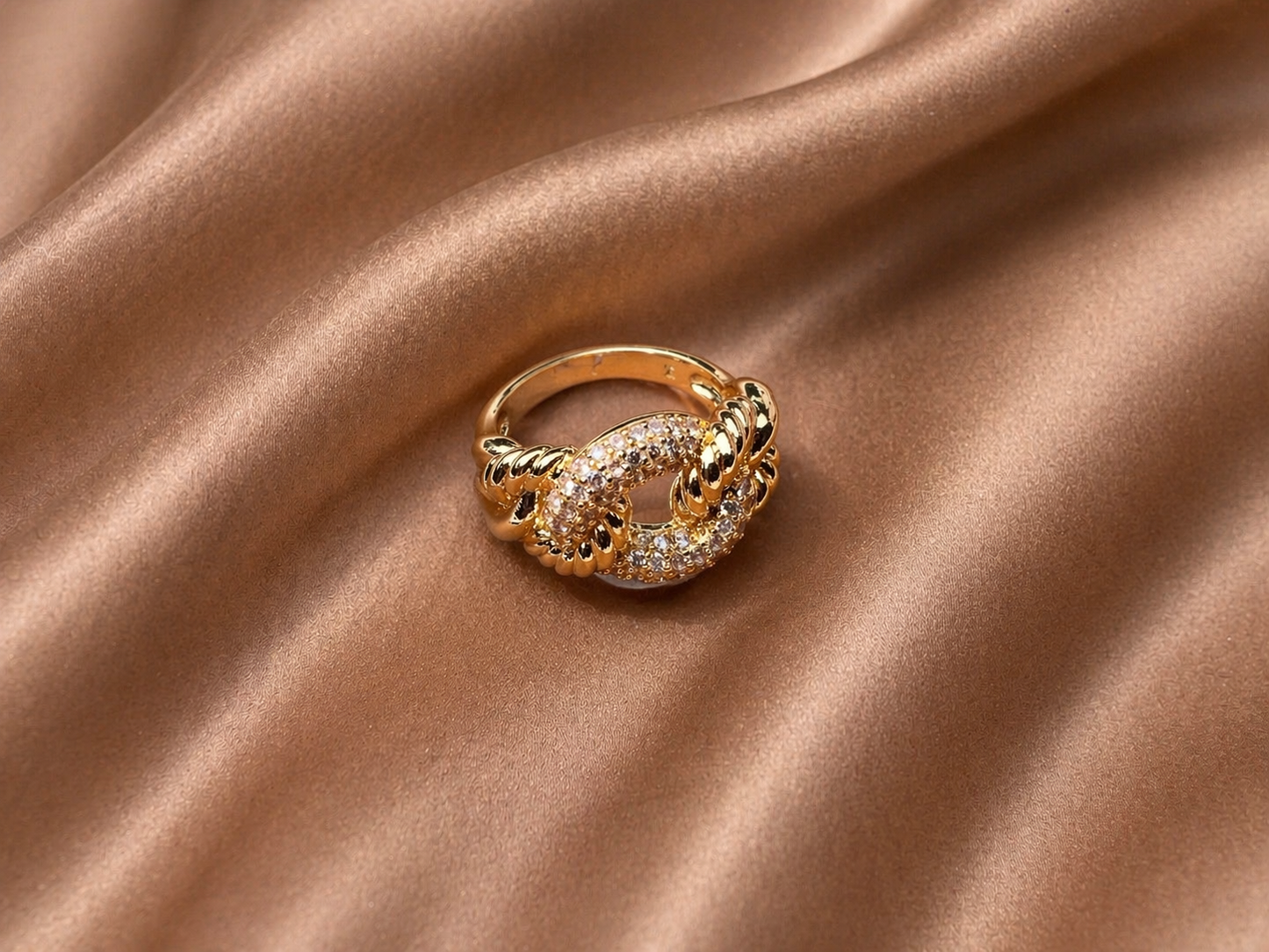 18k Gold Filled Knot Zirconia Ring