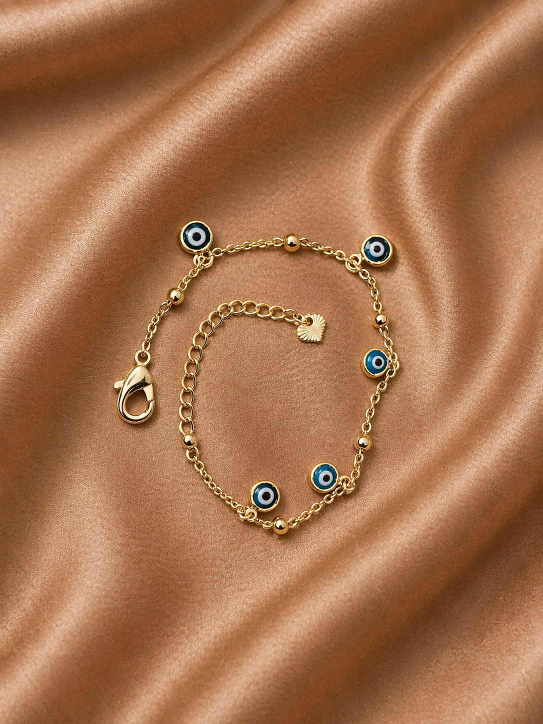 18K Gold Filled 6mm Evil Eyes Bracelet