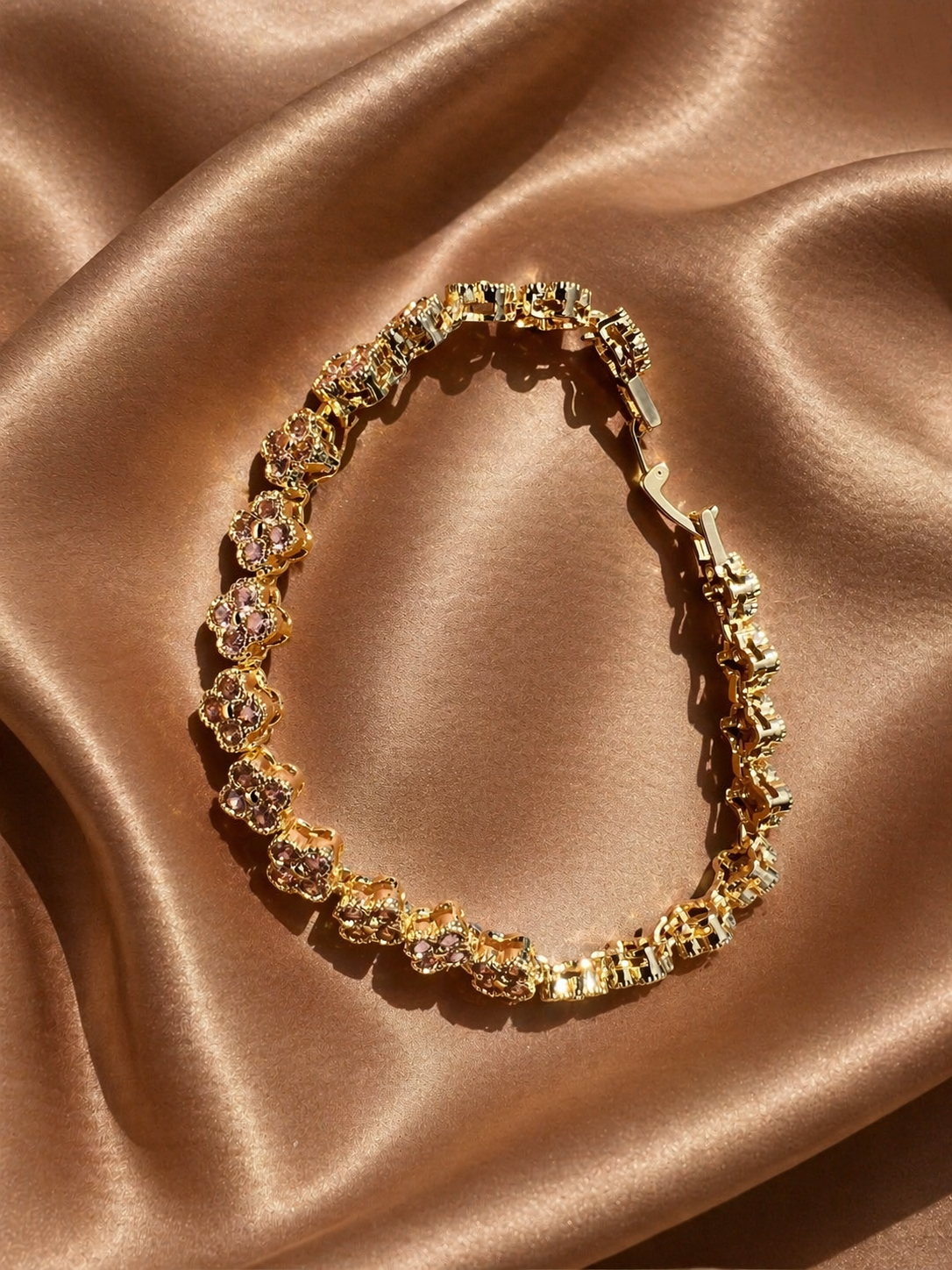French Lucky Zirconia Clover Bracelet