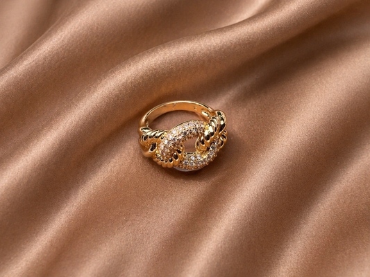 18k Gold Filled Knot Zirconia Ring
