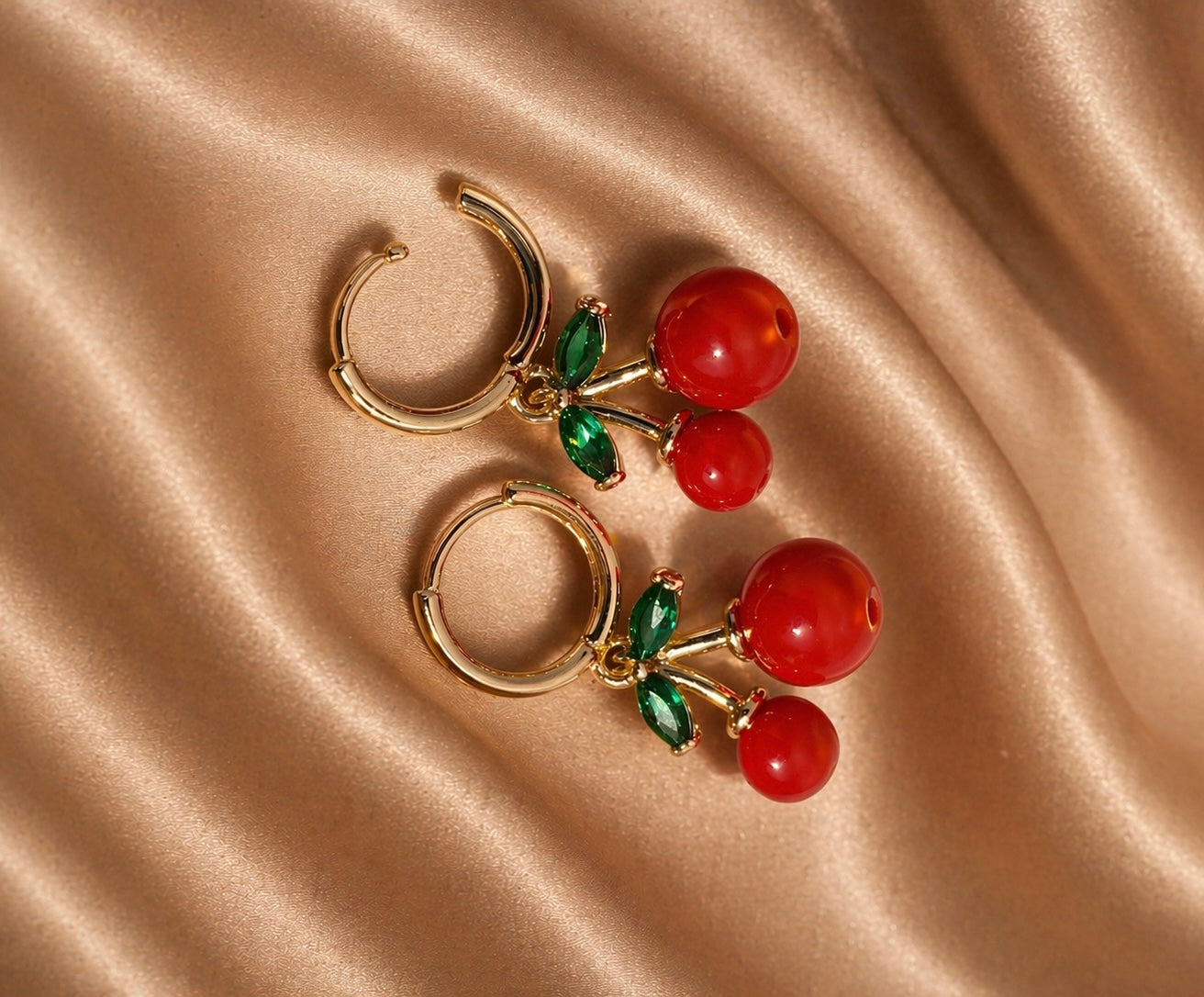 18k Gold Filled Sweet Cherry Dangle Earrings