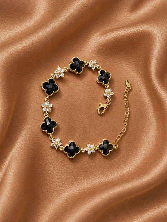 18k Gold Filled Four Clover Leaf Bracelet
