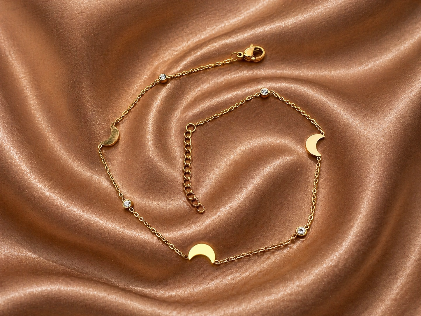 18K Stainless Steel Celestial Moon Adjustable Anklet