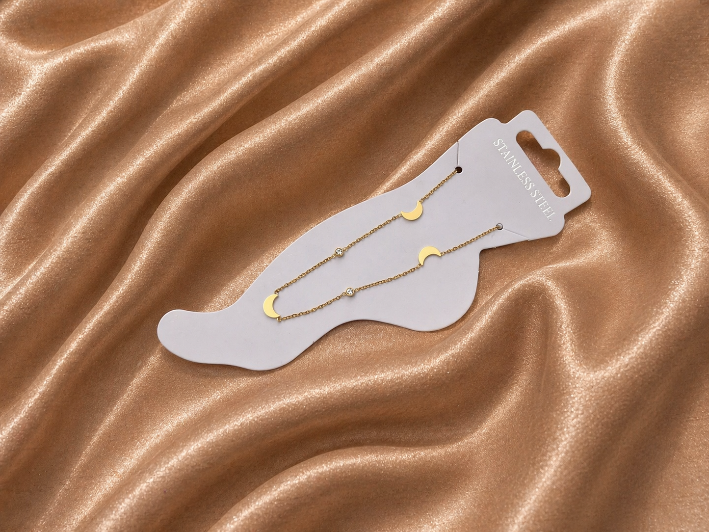 18K Stainless Steel Celestial Moon Adjustable Anklet